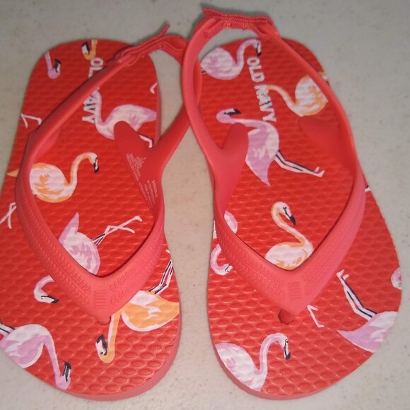 Old Navy Flip Flop/sandal strapped Flamingo design size 6 New - Picture 1 of 4